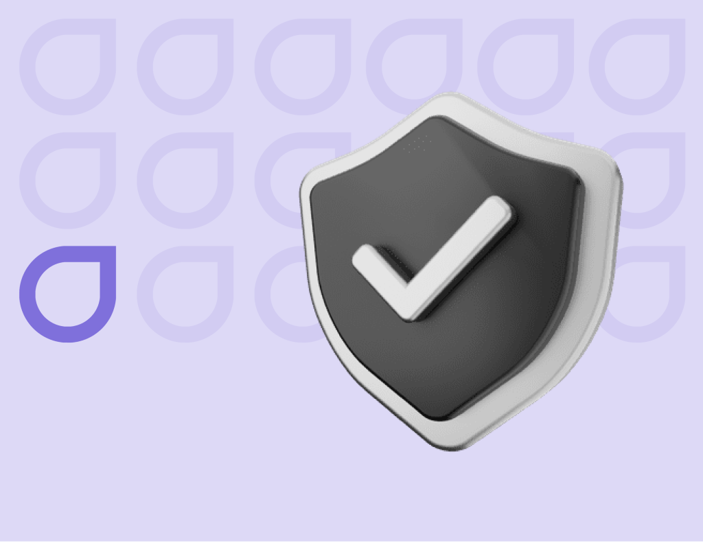 3D illustration of a stylized shield with a check mark, representing Figfame's trusted SEO content writing services.