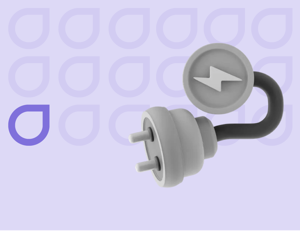 3D illustration of an electrical plug connected to a circular icon with an arrow, symbolizing plugin enhancement in Figfame's WordPress development services.