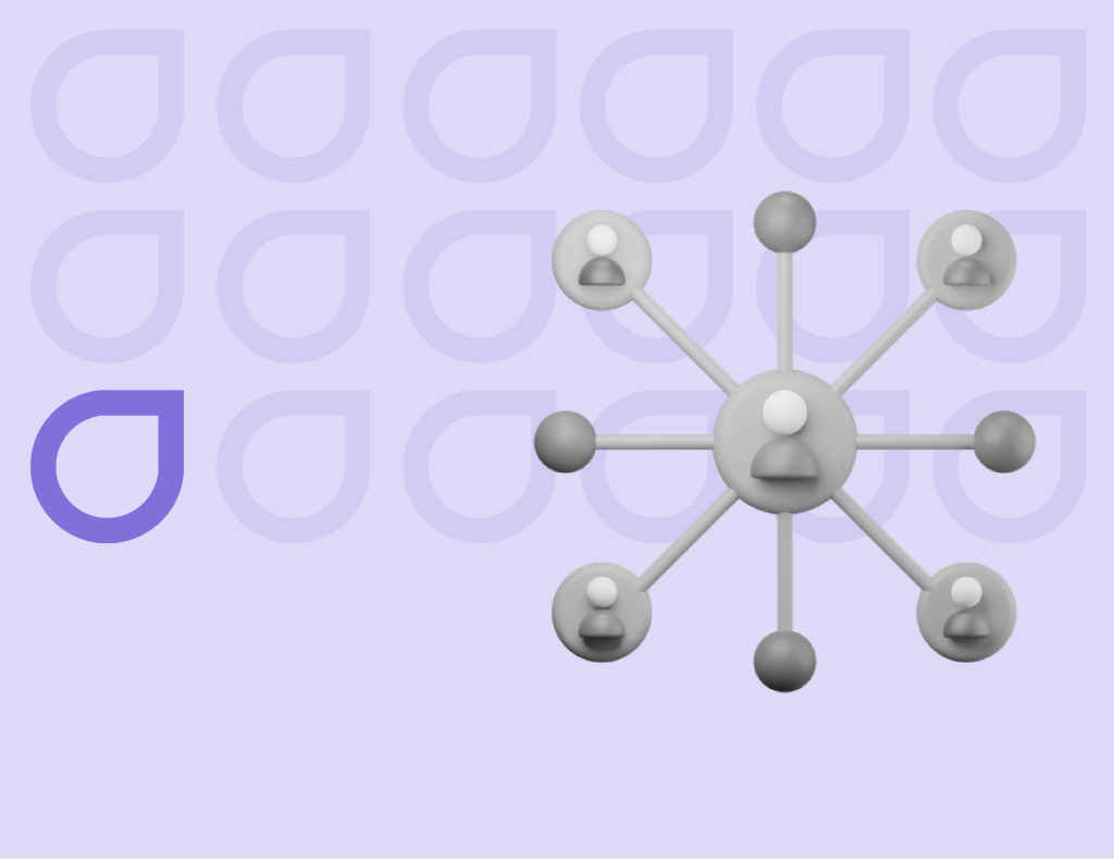 3D model of a central node with connecting spheres, representing the expansive reach and network growth in Figfame's TikTok marketing services.