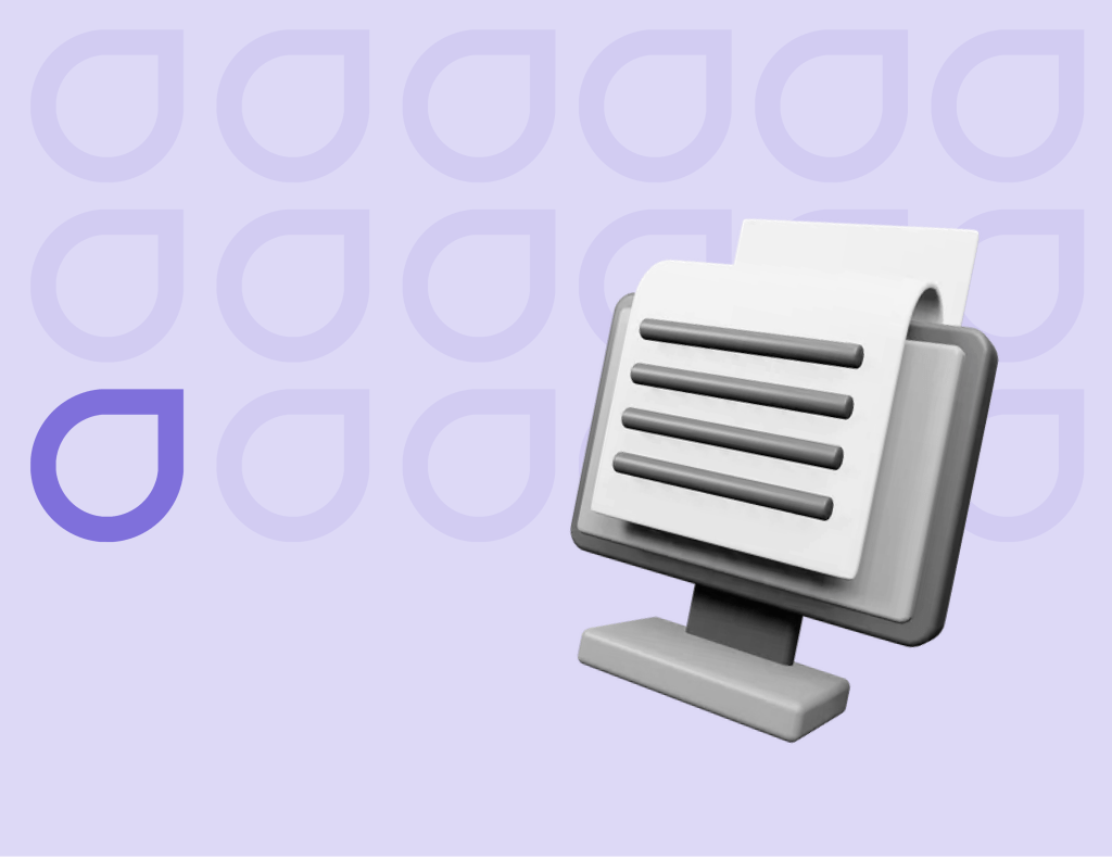 3D illustration of a desktop monitor displaying documents, symbolizing Figfame's comprehensive SEO content writing and management services.