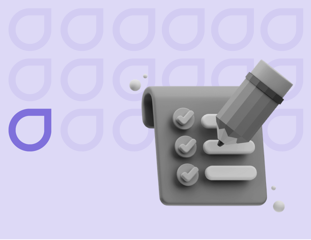 3D illustration of a pencil editing check-marked bullet points on a list, symbolizing simplification of complex ideas in Figfame's illustration services.