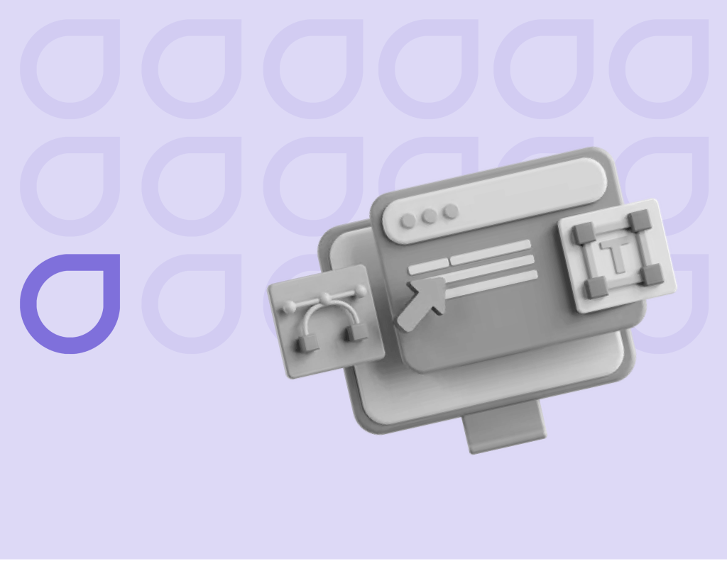 3D illustration of a web browser interface with user interaction icons, highlighting the user-centric experience of Figfame's Shopify development services.